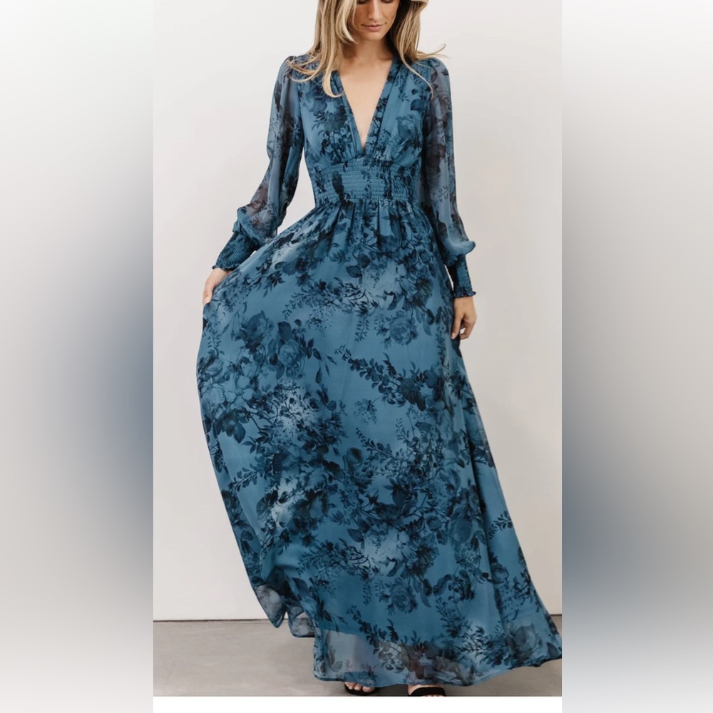 Baltic Born Teal Floral Long Sleeve Dress